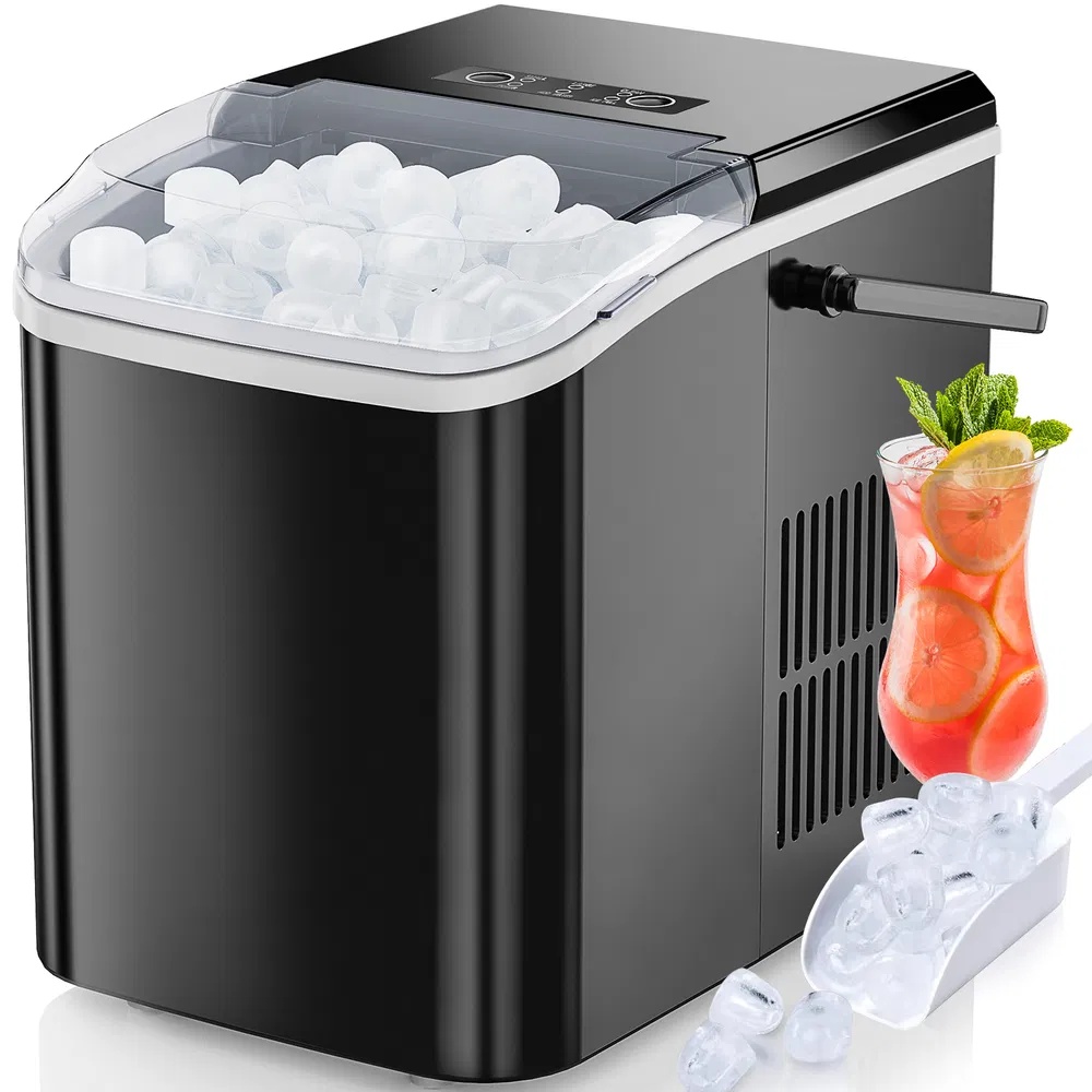Countertop Ice Maker With Handle, 26lbs&24H Portable Ice Machine, 9 Bullet Ice Cubes Ready In 6 Mins, Self-Cleaning, Quiet Compact Ice Maker For Home, Kitchen, RV, Camping - Image 2