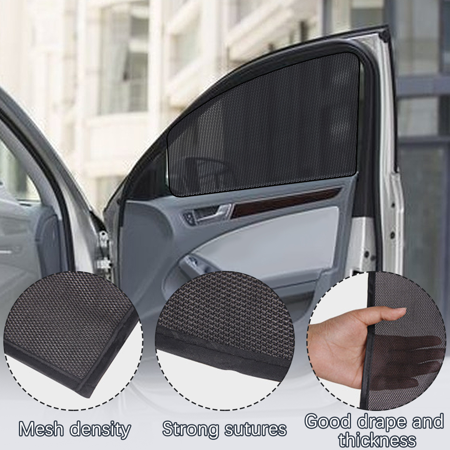 5 Pcs Car Privacy Curtains 2 Side Window Sun Shade Removable Windshield Shades - Image 8