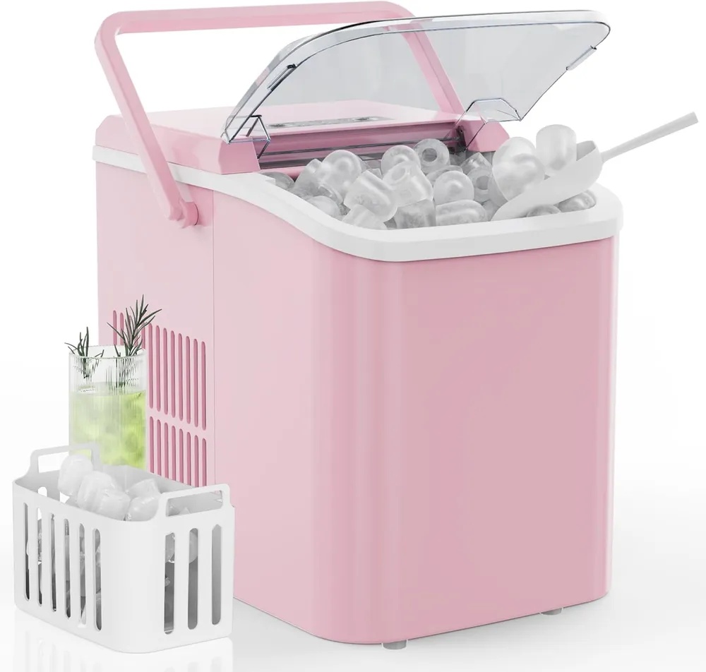 Countertop Ice Maker With Handle, 26lbs&24H Portable Ice Machine, 9 Bullet Ice Cubes Ready In 6 Mins, Self-Cleaning, Quiet Compact Ice Maker For Home, Kitchen, RV, Camping - Image 6