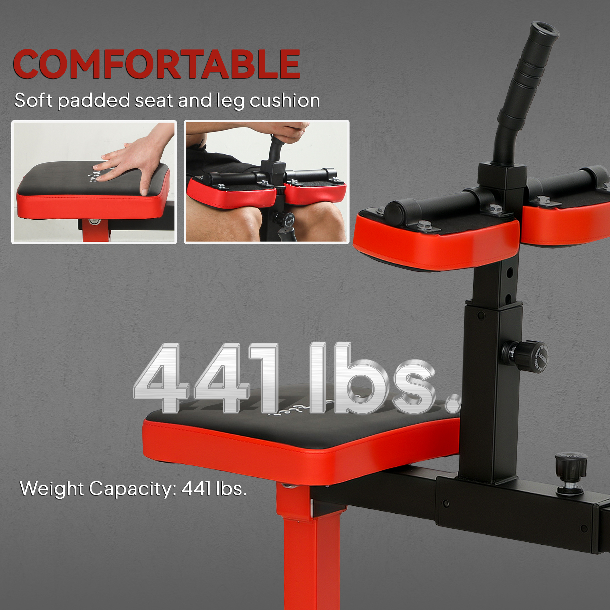 Adjustable Steel Seated Calf Raise Exercise Strength Training Gym Equipment, Red - Imagen 3