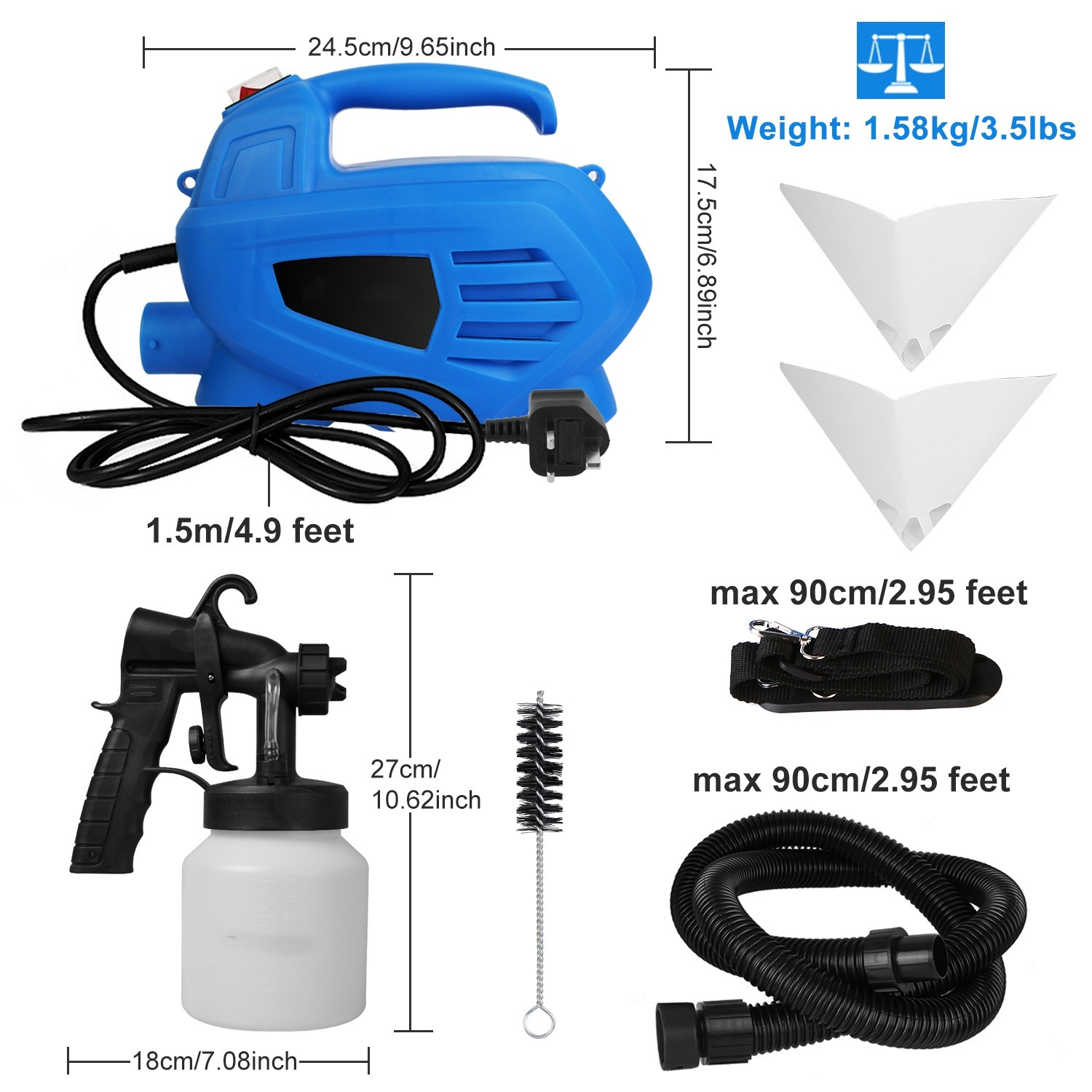 800ML Paint Sprayer 650W Paint Sprayer 800ML,minimum Output HVLP Oil Primer Water Spray, With 3 Spraying Modes Motor And Removable Container - Imagen 5