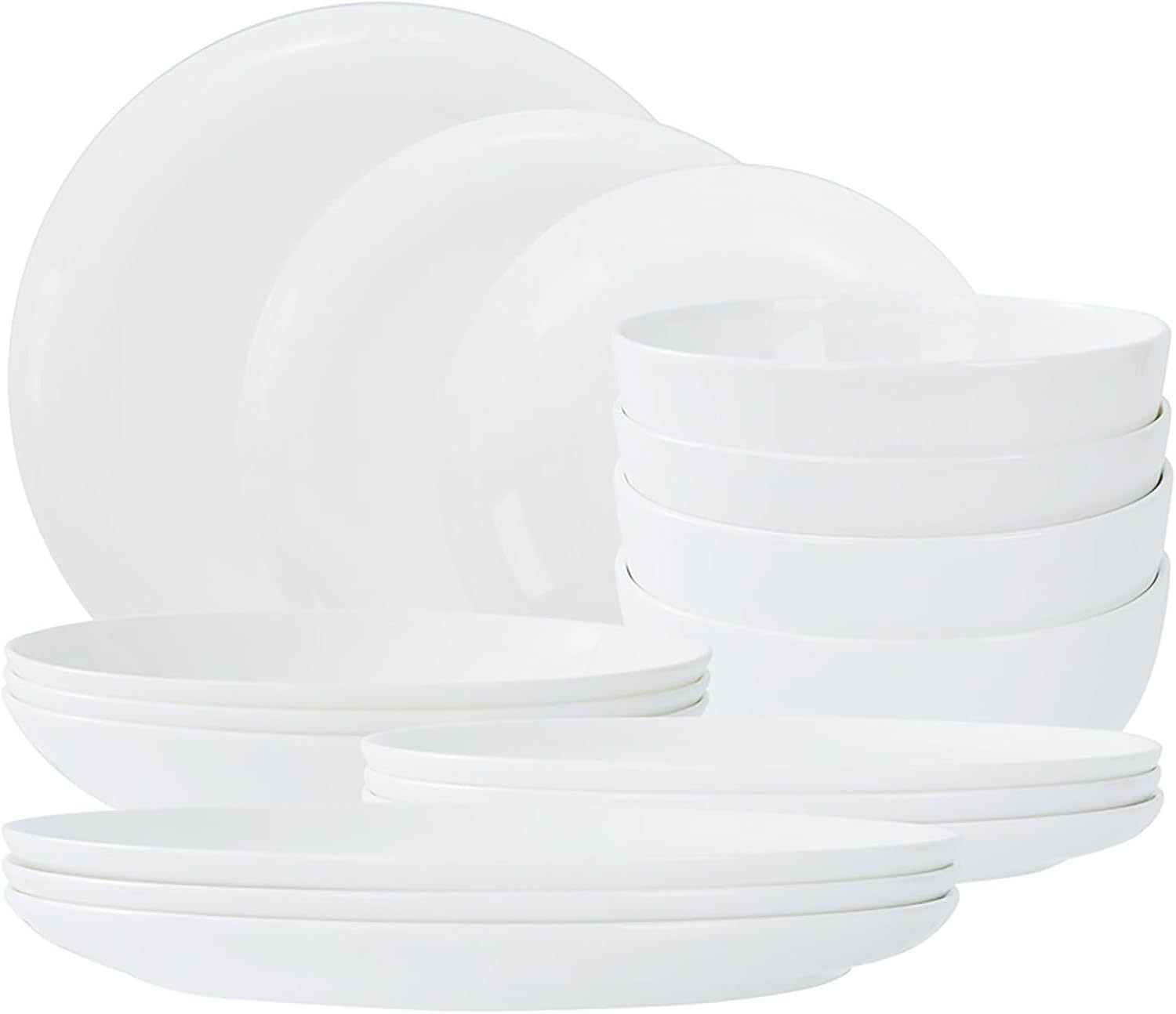 Lily Bone China Dinnerware Set, 16 Pieces, Service For 4, White Plates, Dishes, Bowls Set, Microwave And Dishwasher Safe - Image 3
