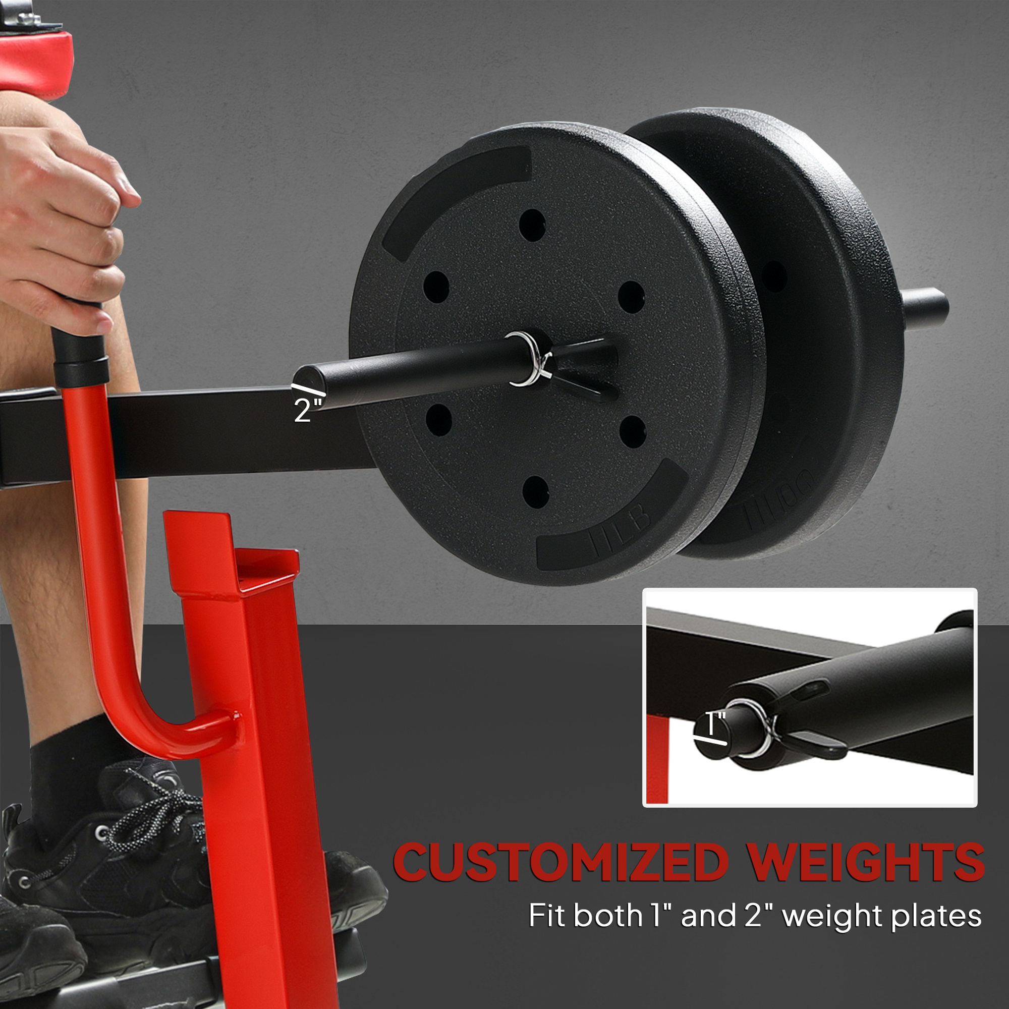 Adjustable Steel Seated Calf Raise Exercise Strength Training Gym Equipment, Red - Imagen 6