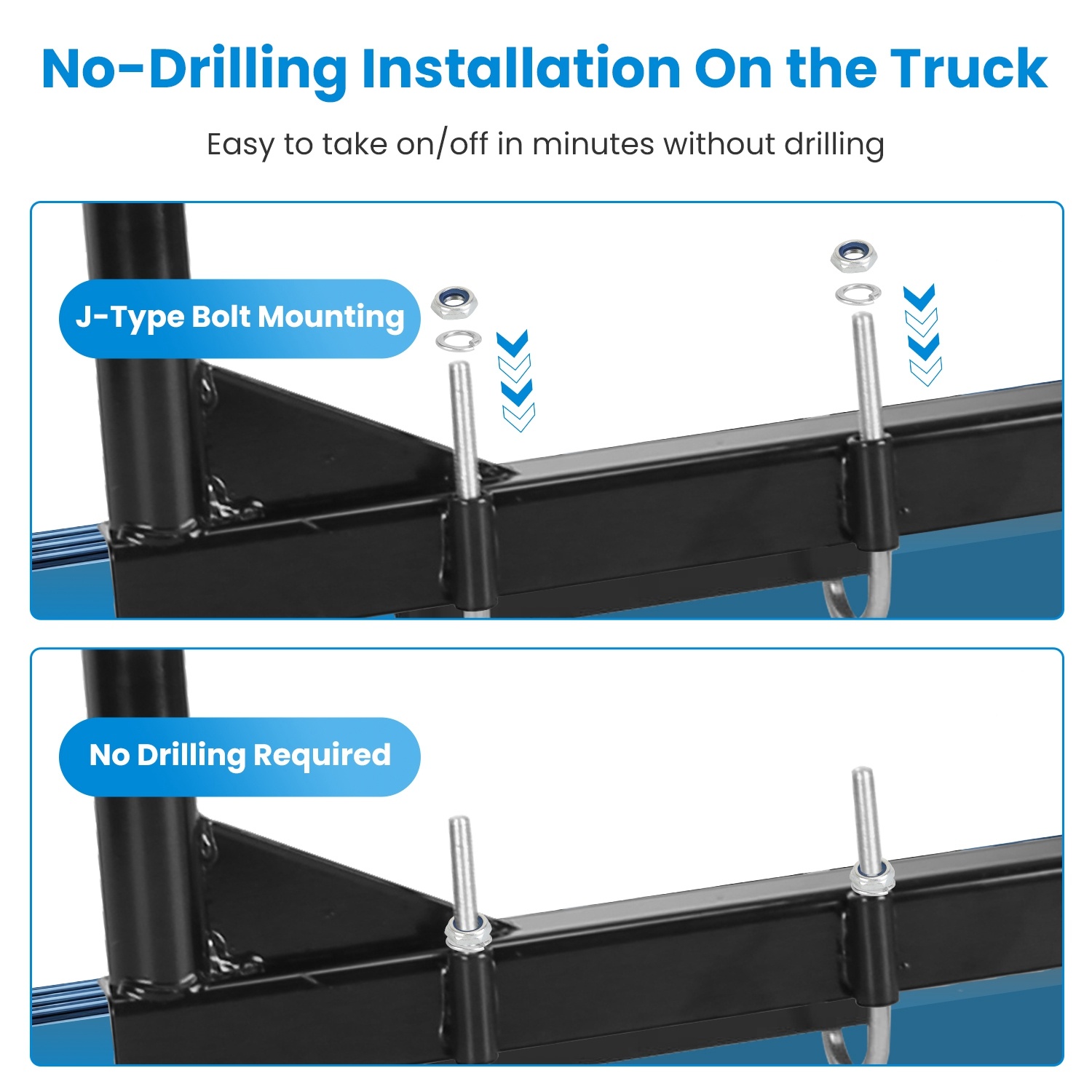 1Pair Extendable Truck Ladder Rack Non-Drilling Pick-up Truck Bed Utility Rack Adjustable Steel Truck Rack With 800LBS Capacity For 47.2-72.8in Wide Truck Bed For Kayak Surfboard - Imagen 5