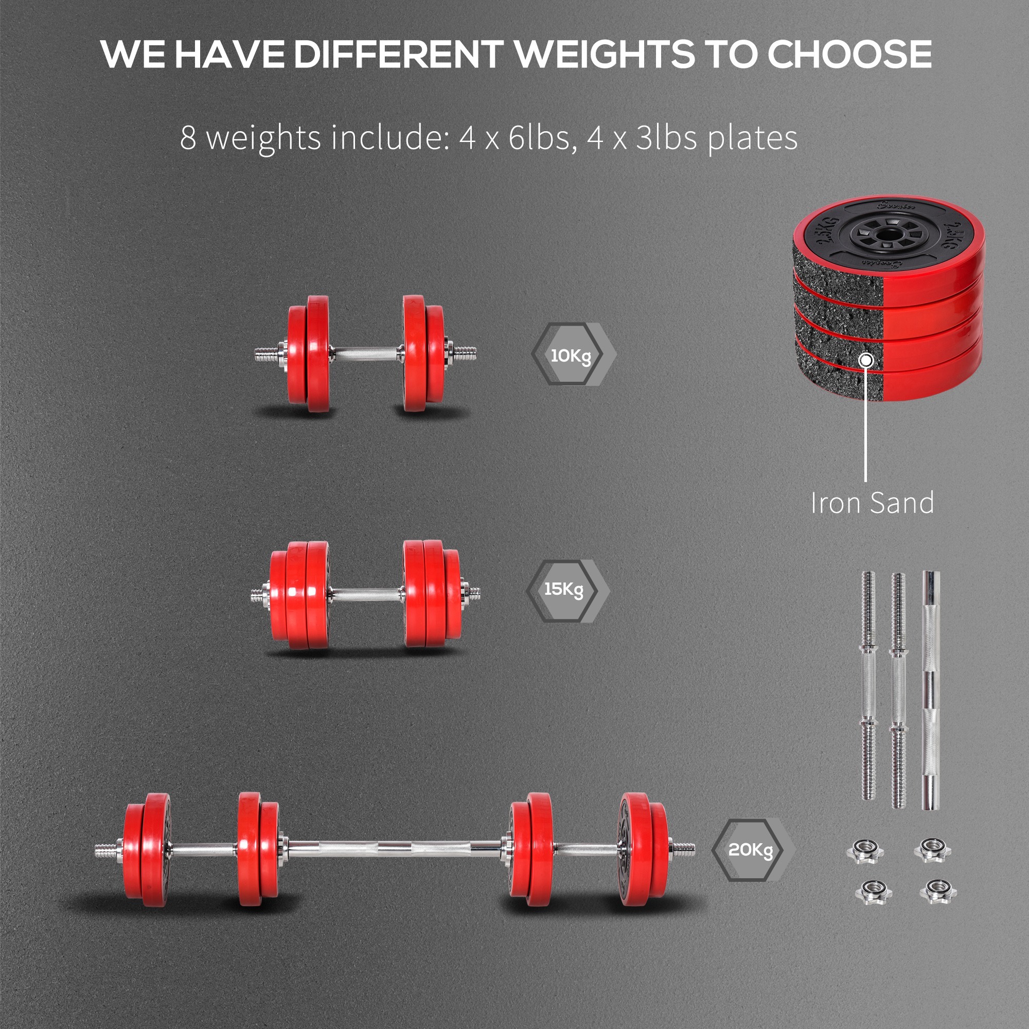 Adjustable Dumbbell Set, 44lbs Convertible to Barbell Weight Set for Home Gym Women and Men Weight Lifting Training - Imagen 3