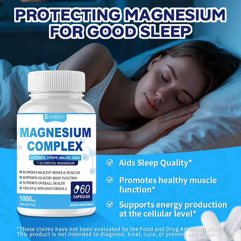 Magnesium Complex Supplement With Glycinate Citrate, Malate Oxide, Supports Bone, Muscle Digestive Health, Vegan Non-GMO, 60 Capsules - Imagen 8