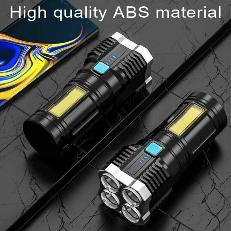 POWERFUL Tactical Quad-Core Super Bright Torch LED Flashlight USB Rechargeable Camping - Image 9