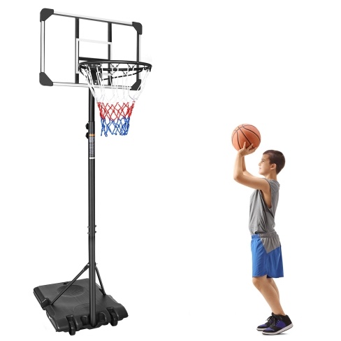 Portable Basketball Goal System With Stable Base And Wheels, Use For Indoor Outdoor Teenagers Youth Height Adjustable 5.6 To 7ft Basketball Hoop 28 Inch Backboard - Imagen 2