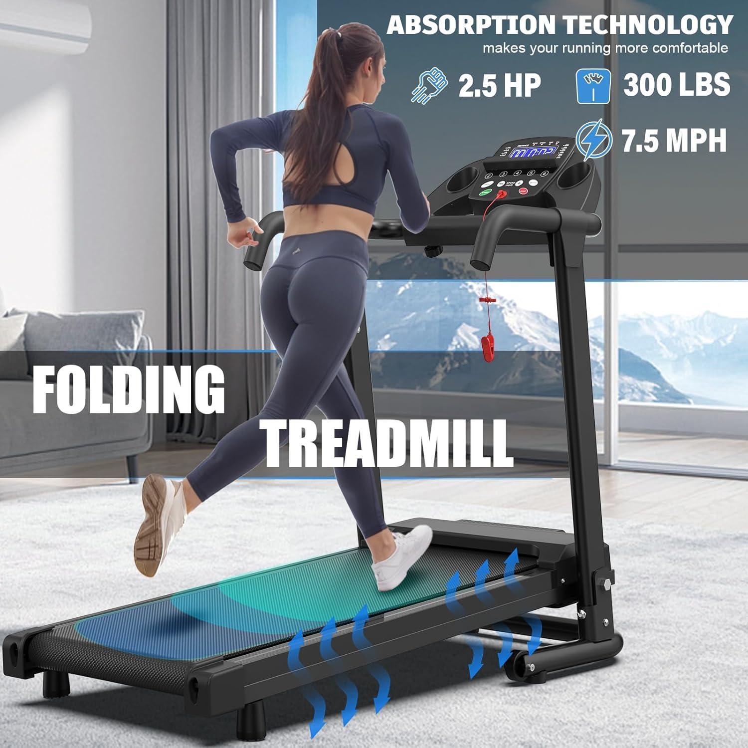 Home Use Foldable Portable 2.5HP Heavy-duty APP Controlled Fitness Walking Machine - Image 2