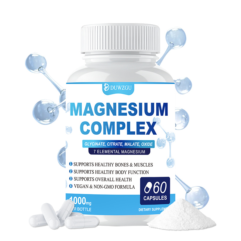 Magnesium Complex Supplement With Glycinate Citrate, Malate Oxide, Supports Bone, Muscle Digestive Health, Vegan Non-GMO, 60 Capsules - Imagen 9