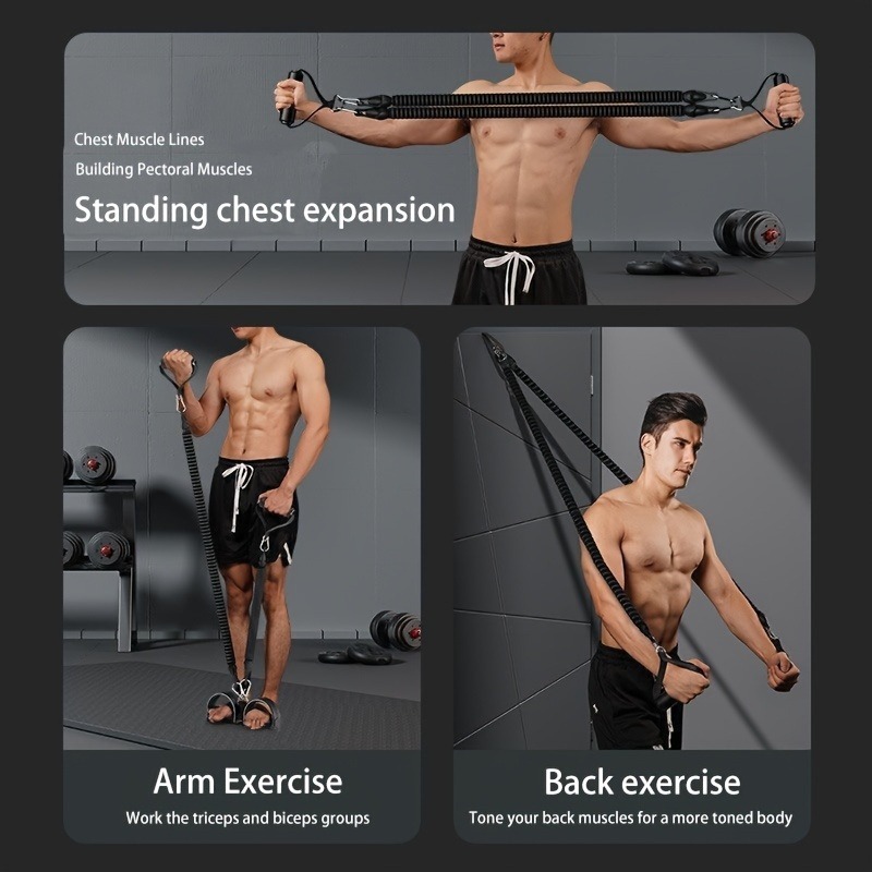 A Set Of Adjustable Resistance Tension Bands With Foot Pedals And Handles, High Resistance Level, Anti Fall, Suitable For Fitness Training, Body Stretching, And Abdominal Muscle Exercises - Image 5