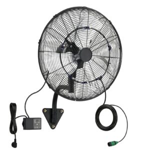 Wall Mount Fan, 20 In Wall Mounted Hanging Fan With Oscillating & Mist, Remote, IP44-rated, 3-Speed, 18h Timer, Temperature Control, Powerful For Industry, Commercial, Garage, Workshop, Gym