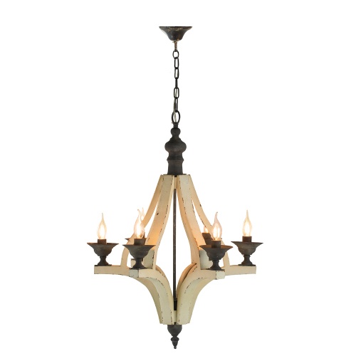 6 - Light Wood Chandelier With Adjustable Chain For Kitchen, Dining Hall Entrance, Bulb Not Included - Image 8