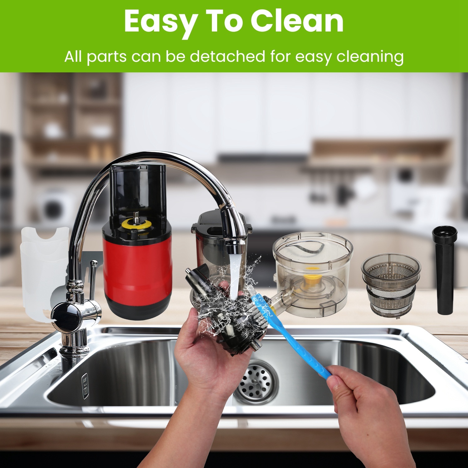 1Pc Cold Press Juicer Machine 300W Electric Slow Masticating Juicer For Whole Vegetable And Fruit With Reverse Function 2 Containers Cleaning Brush Clear Marks Easy Cleaning Fedex Shipping - Imagen 2