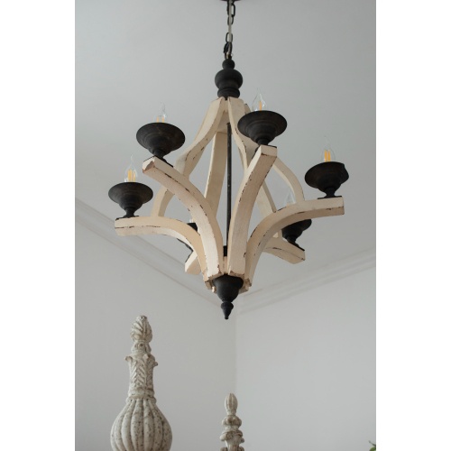 6 - Light Wood Chandelier With Adjustable Chain For Kitchen, Dining Hall Entrance, Bulb Not Included - Image 6