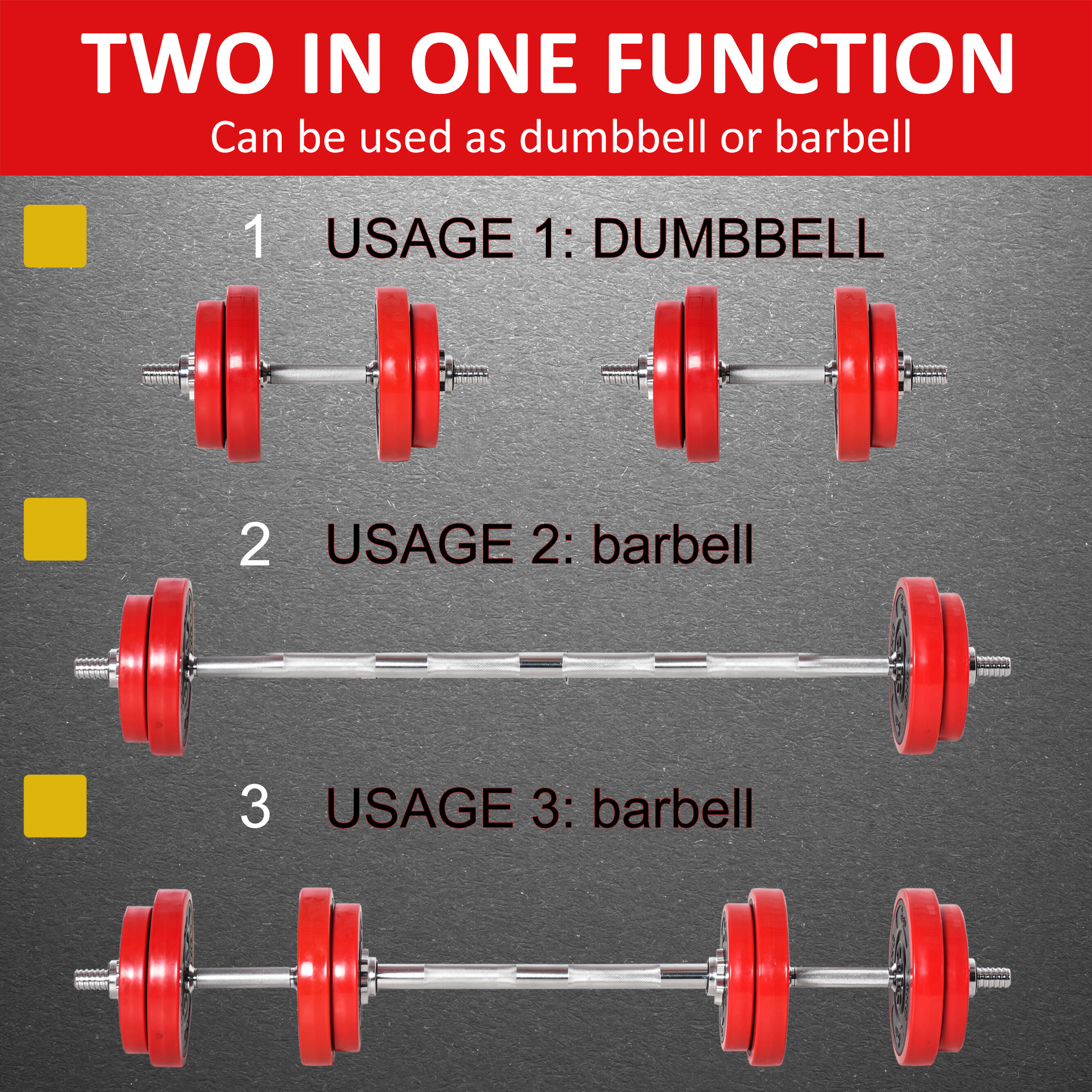 Adjustable Dumbbell Set, 44lbs Convertible to Barbell Weight Set for Home Gym Women and Men Weight Lifting Training - Imagen 8