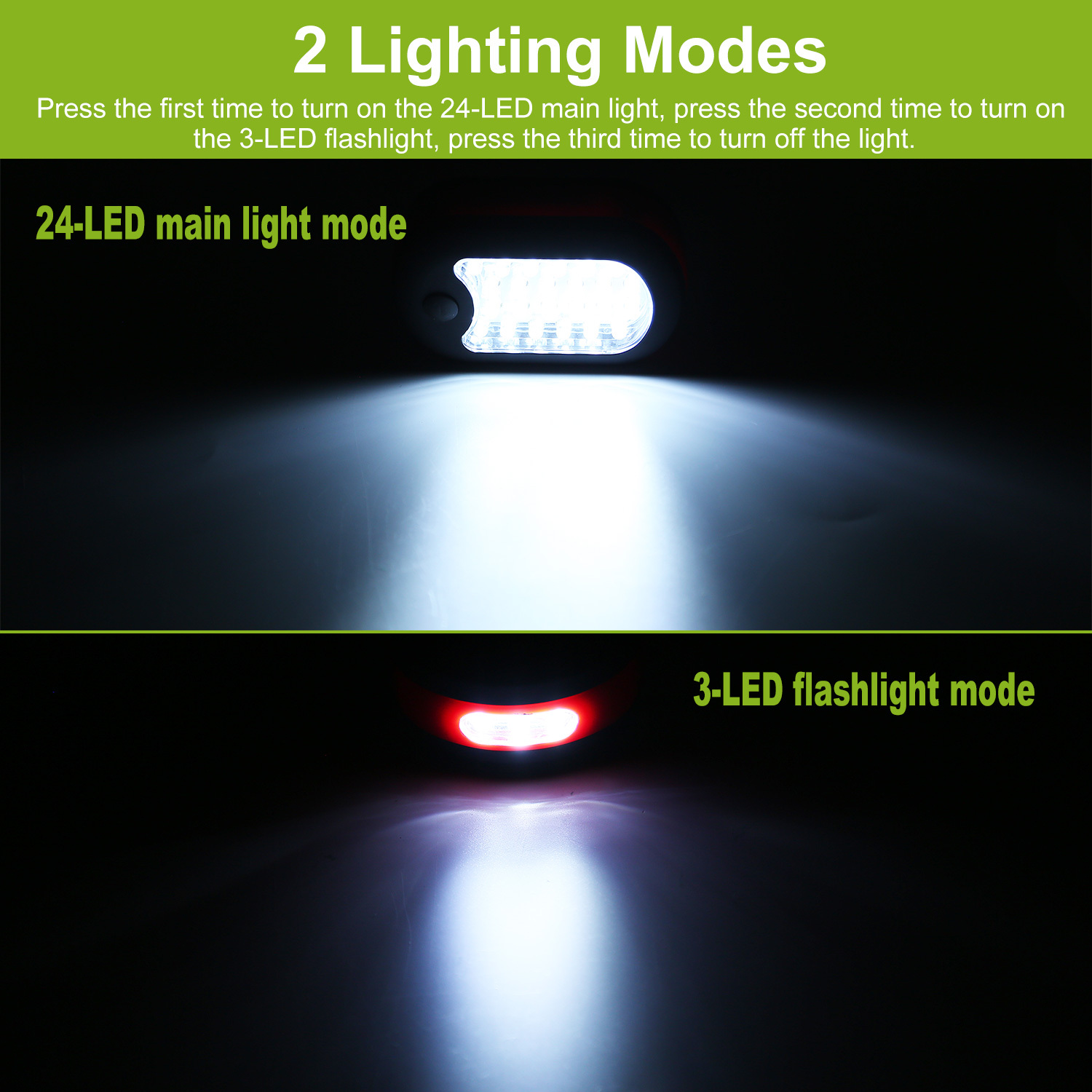 1Pc Magnetic LED Work Light With Hook Compact Flashlight For Camping Hiking Emergency - Imagen 4