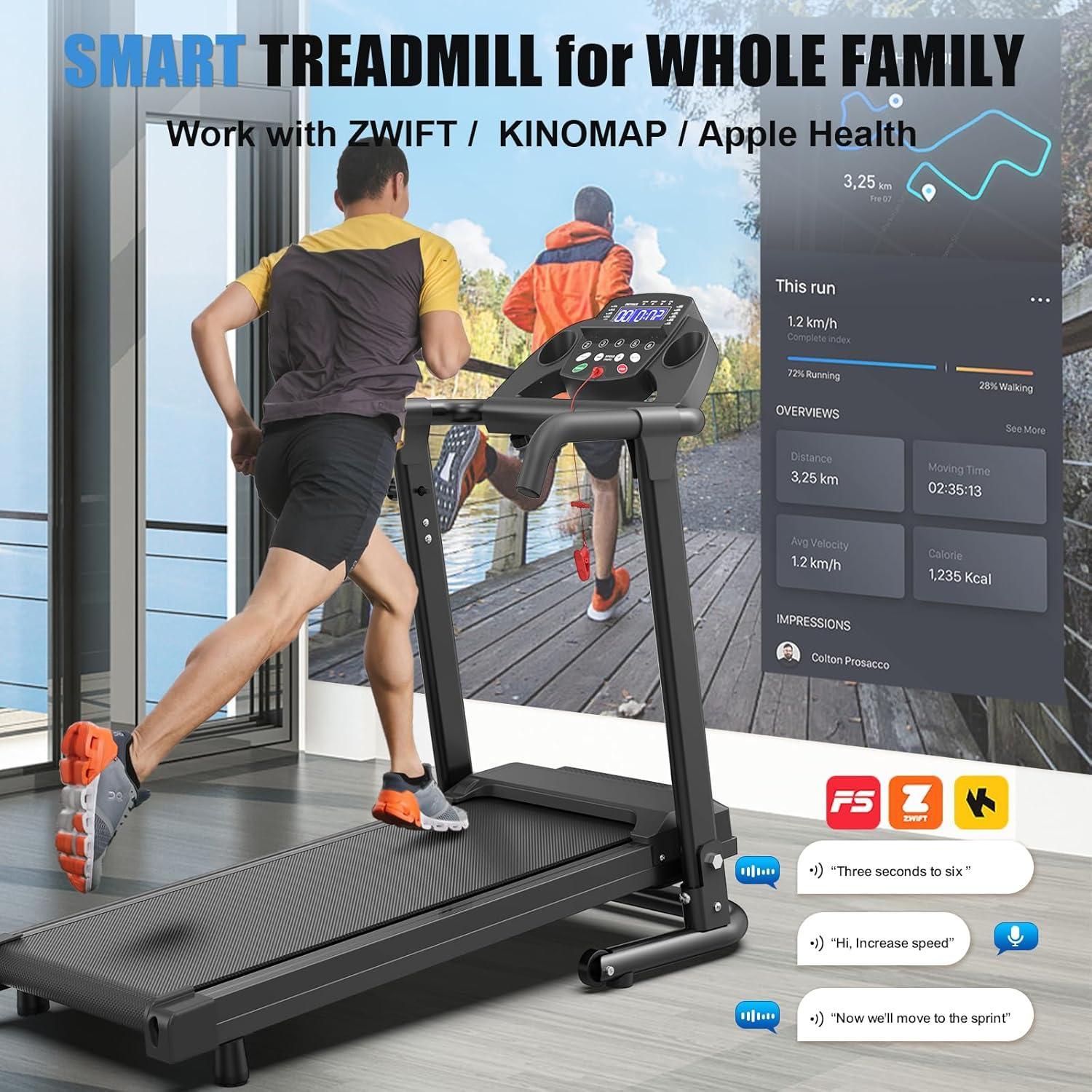 Home Use Foldable Portable 2.5HP Heavy-duty APP Controlled Fitness Walking Machine - Image 6