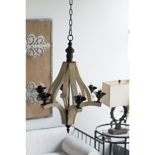 6 - Light Wood Chandelier With Adjustable Chain For Kitchen, Dining Hall Entrance, Bulb Not Included - Image 2