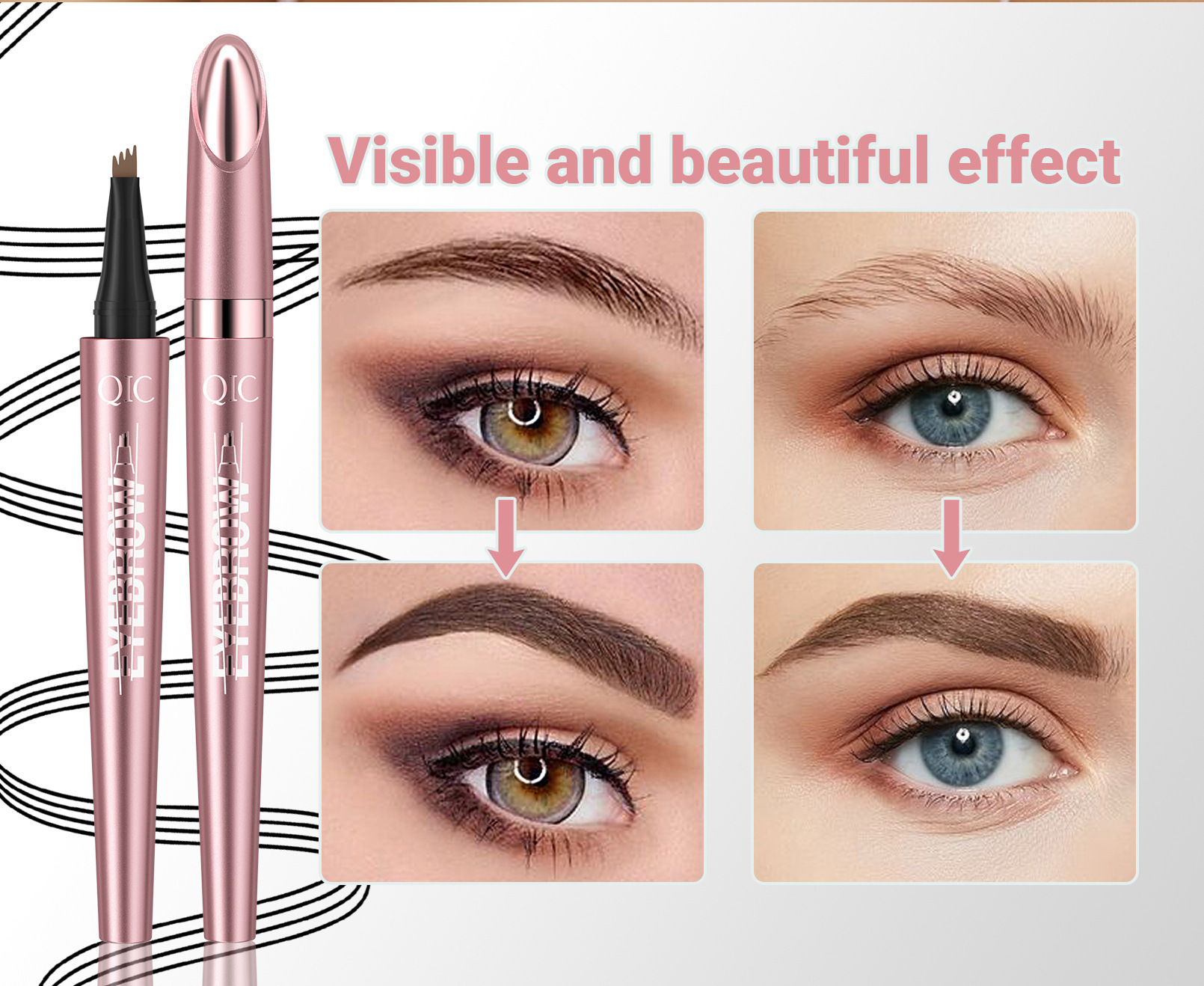 Waterproof And Smooth Not Smudge Four-fork Liquid Eyebrow Pencil - Image 4