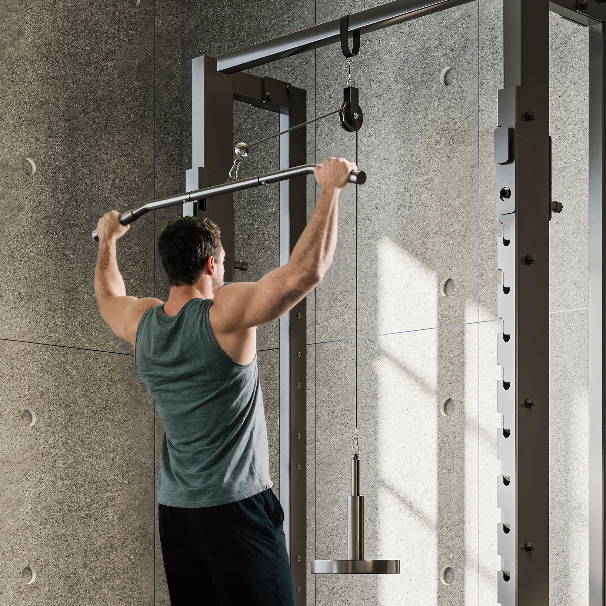 Weight Cable Pulley System for Home Gym with Universal Loading Pin for LAT Pull Down, Biceps Curl Workout, Red - Image 3
