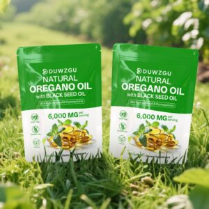 Oregano Oil Softgels With Black Seed Oil - 6000mg, High Carvacrol & Thymoquinone, Natural Immune Support Supplement, Dairy & Gluten Free