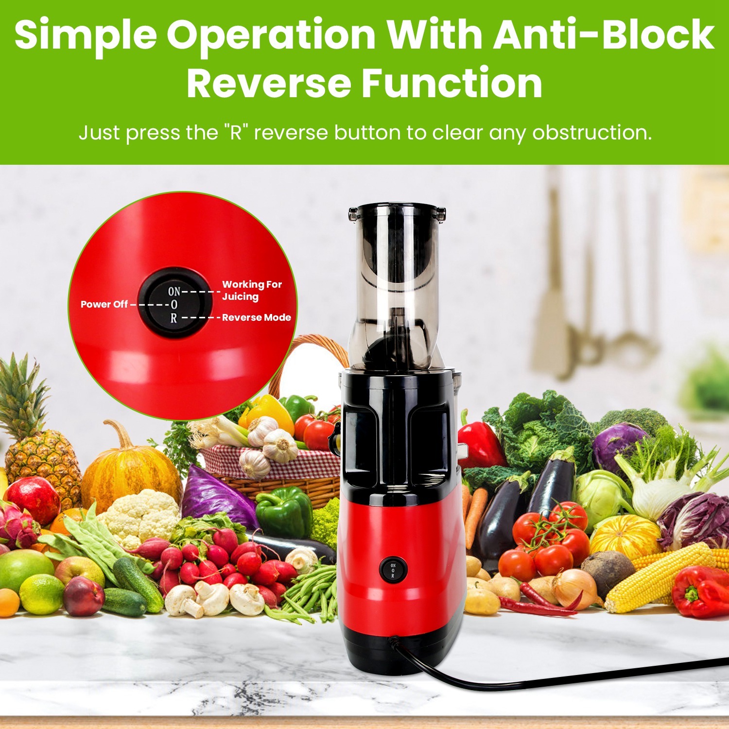1Pc Cold Press Juicer Machine 300W Electric Slow Masticating Juicer For Whole Vegetable And Fruit With Reverse Function 2 Containers Cleaning Brush Clear Marks Easy Cleaning Fedex Shipping - Imagen 8
