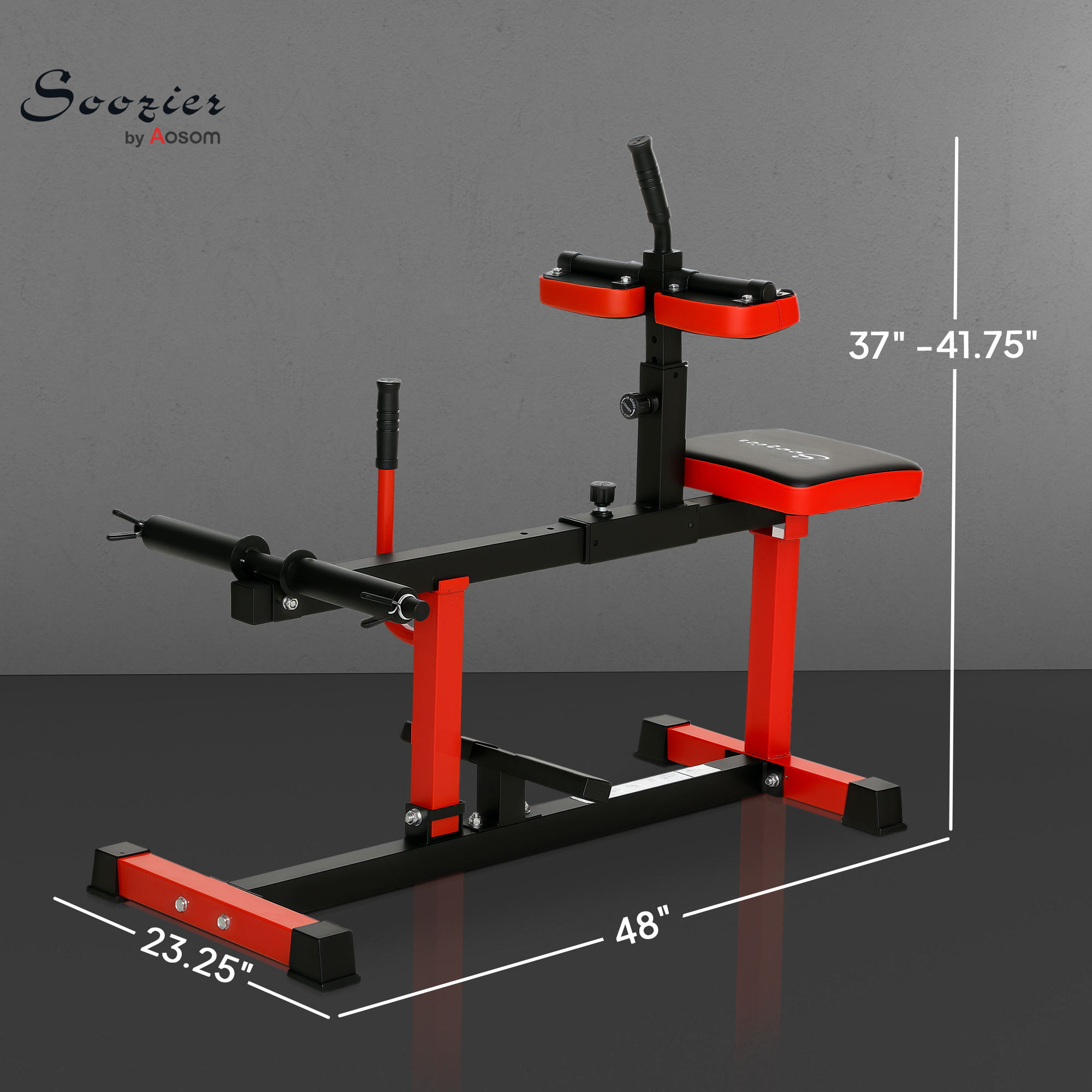 Adjustable Steel Seated Calf Raise Exercise Strength Training Gym Equipment, Red - Imagen 4