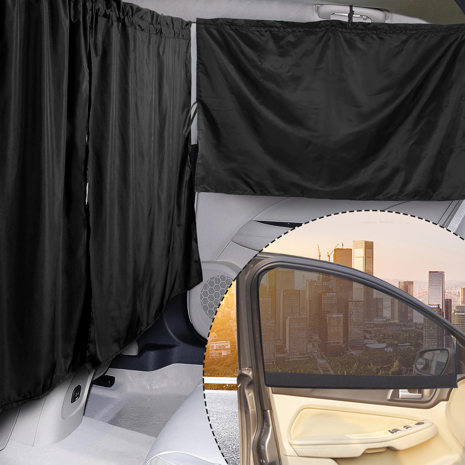 5 Pcs Car Privacy Curtains 2 Side Window Sun Shade Removable Windshield Shades - Image 3