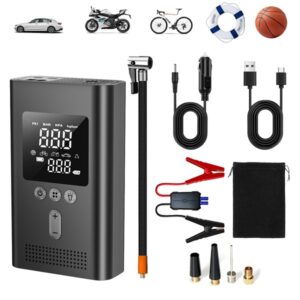 Portable Car Starter With Air Compressor,150PSI Digital Tire Inflator,Car Battery Starter 9.0 Gas 6.5L Diesel,Safe Clamps For Easy Use, Christmas Gift