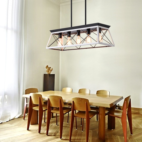5 Lamps Farmhouse Chandelier Dining Room White - No Bulbs Unavailable Platform- Temu - Imagen 2