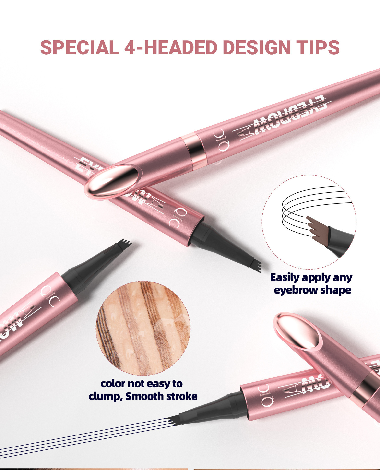 Waterproof And Smooth Not Smudge Four-fork Liquid Eyebrow Pencil - Image 3