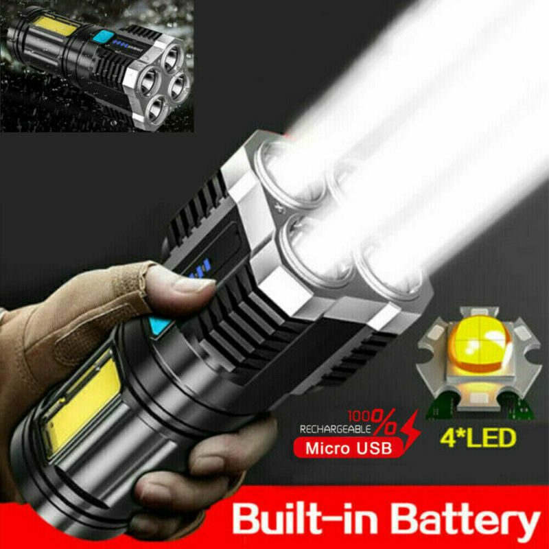POWERFUL Tactical Quad-Core Super Bright Torch LED Flashlight USB Rechargeable Camping - Image 8