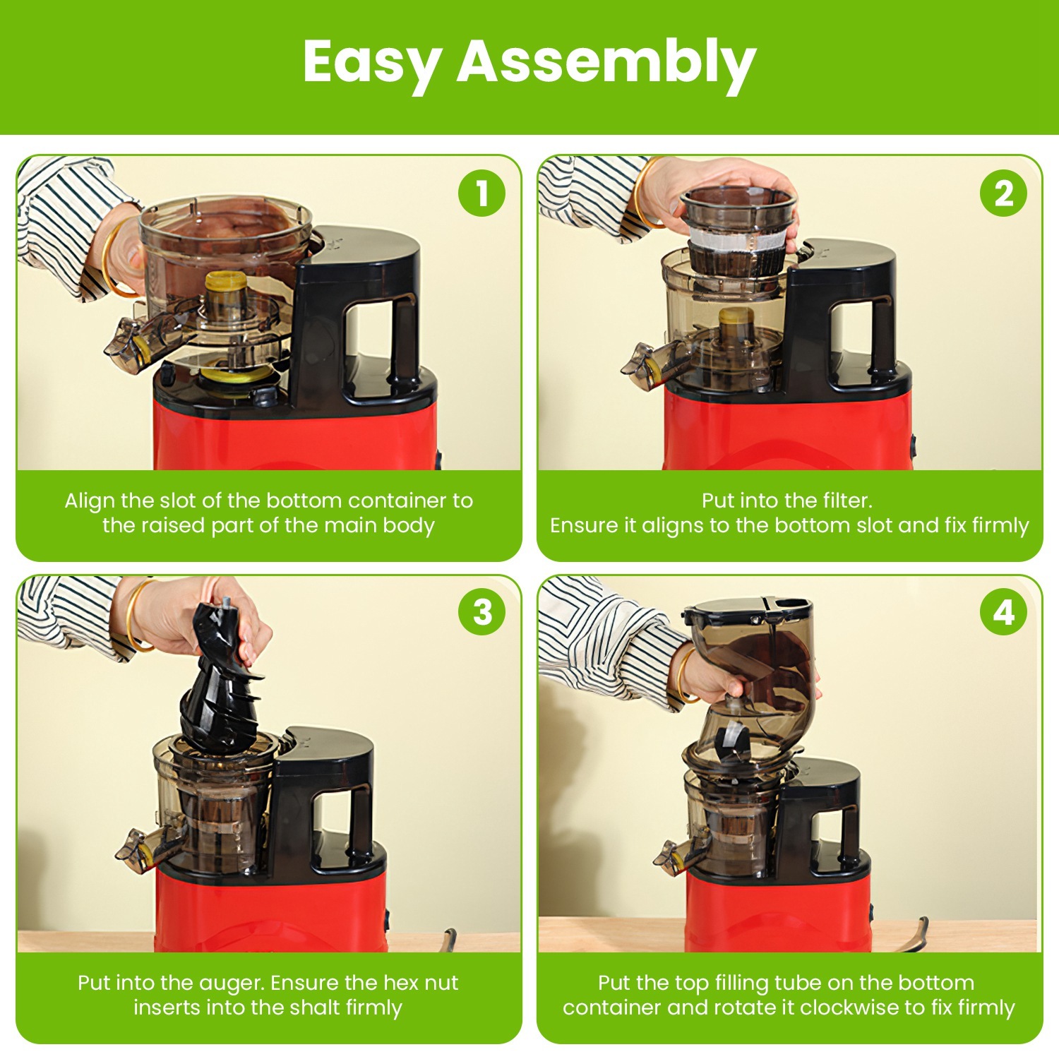 1Pc Cold Press Juicer Machine 300W Electric Slow Masticating Juicer For Whole Vegetable And Fruit With Reverse Function 2 Containers Cleaning Brush Clear Marks Easy Cleaning Fedex Shipping - Imagen 5