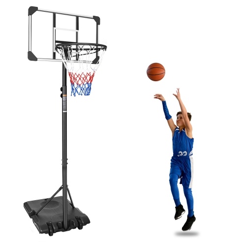 Portable Basketball Goal System With Stable Base And Wheels, Use For Indoor Outdoor Teenagers Youth Height Adjustable 5.6 To 7ft Basketball Hoop 28 Inch Backboard - Imagen 3