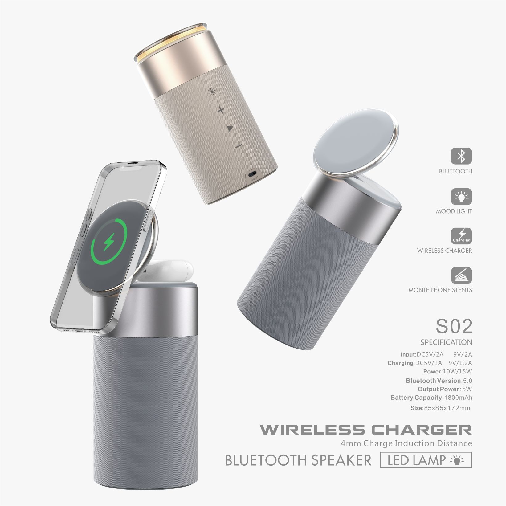 3 In 1 Multi-Function IPhone And AirPods Wireless Charger Portable Bluetooth Speaker With Touch Lamp For Home And Office - Image 10
