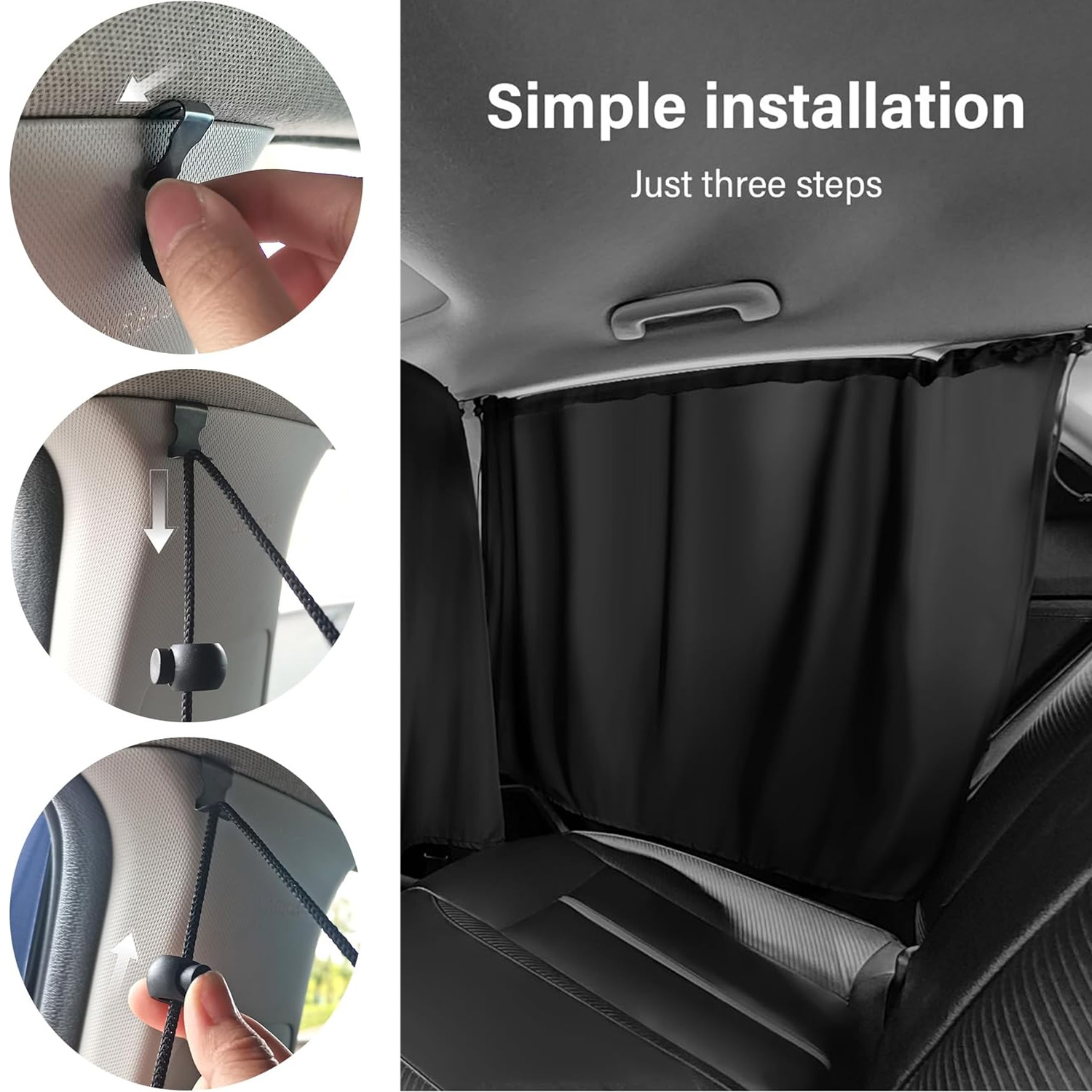 5 Pcs Car Privacy Curtains 2 Side Window Sun Shade Removable Windshield Shades - Image 5