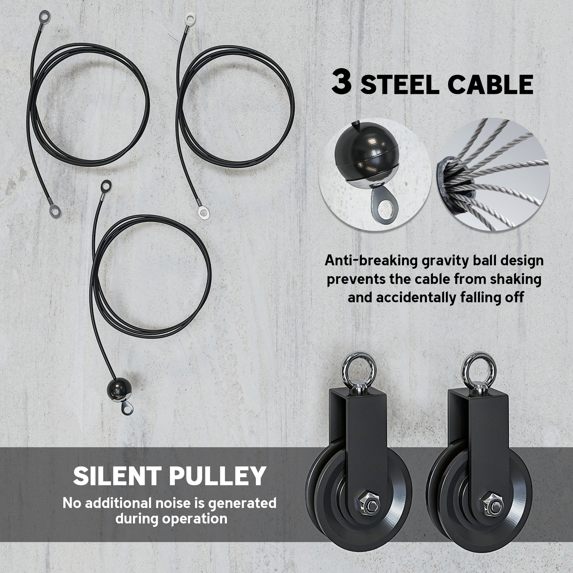 Weight Cable Pulley System for Home Gym with Universal Loading Pin for LAT Pull Down, Biceps Curl Workout, Red - Image 4