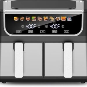 Double-basket Air Fryer, With A 9.5-liter Large Capacity, Independent Temperature Control, And 10 Preset Modes