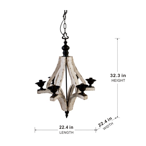 6 - Light Wood Chandelier With Adjustable Chain For Kitchen, Dining Hall Entrance, Bulb Not Included - Image 10