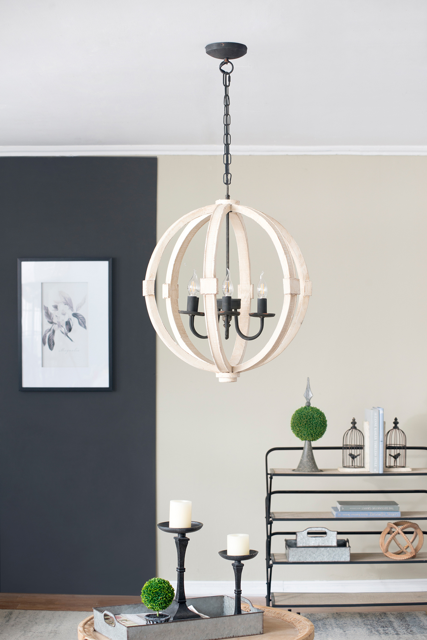 6 - Light Wood Chandelier With Adjustable Chain For Kitchen, Dining Hall Entrance, Bulb Not Included - Image 5