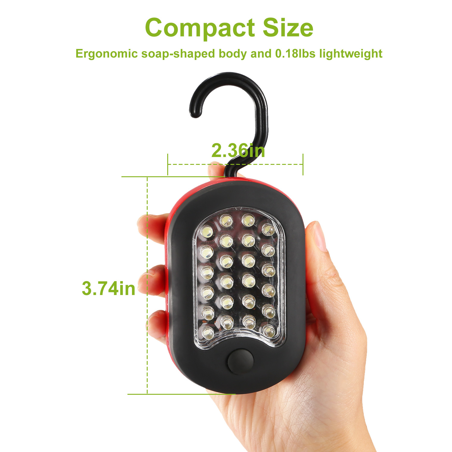 1Pc Magnetic LED Work Light With Hook Compact Flashlight For Camping Hiking Emergency - Imagen 6
