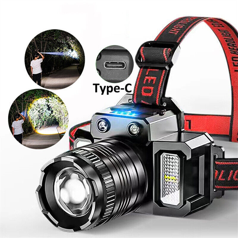 LED Telescopic Headlamp Head Torch Rechargeable Motion Sensor Headlight Zoomable 5 Modes Emergency Light For Camping Must Provide A Hazardous Materials Shipping Label For Self-pickup Order By USPS - Imagen 4