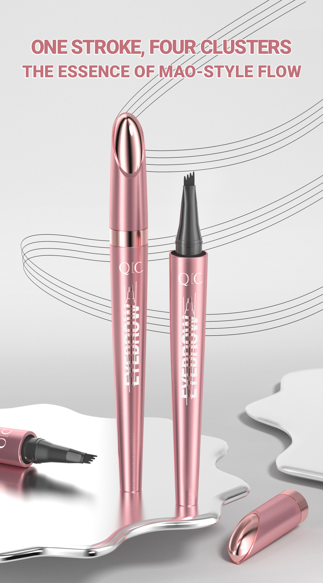 Waterproof And Smooth Not Smudge Four-fork Liquid Eyebrow Pencil - Image 10