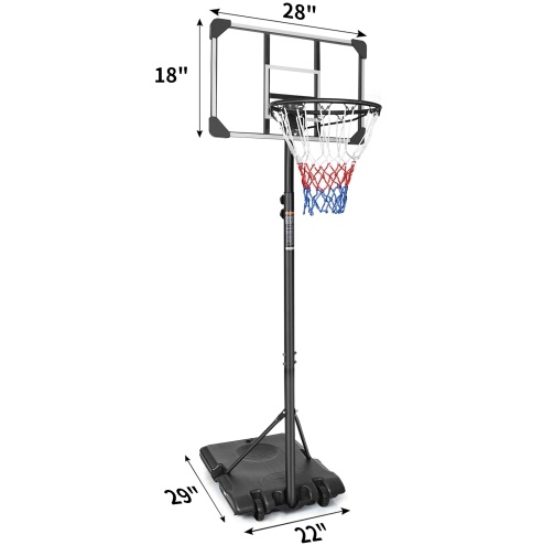 Portable Basketball Goal System With Stable Base And Wheels, Use For Indoor Outdoor Teenagers Youth Height Adjustable 5.6 To 7ft Basketball Hoop 28 Inch Backboard - Imagen 7