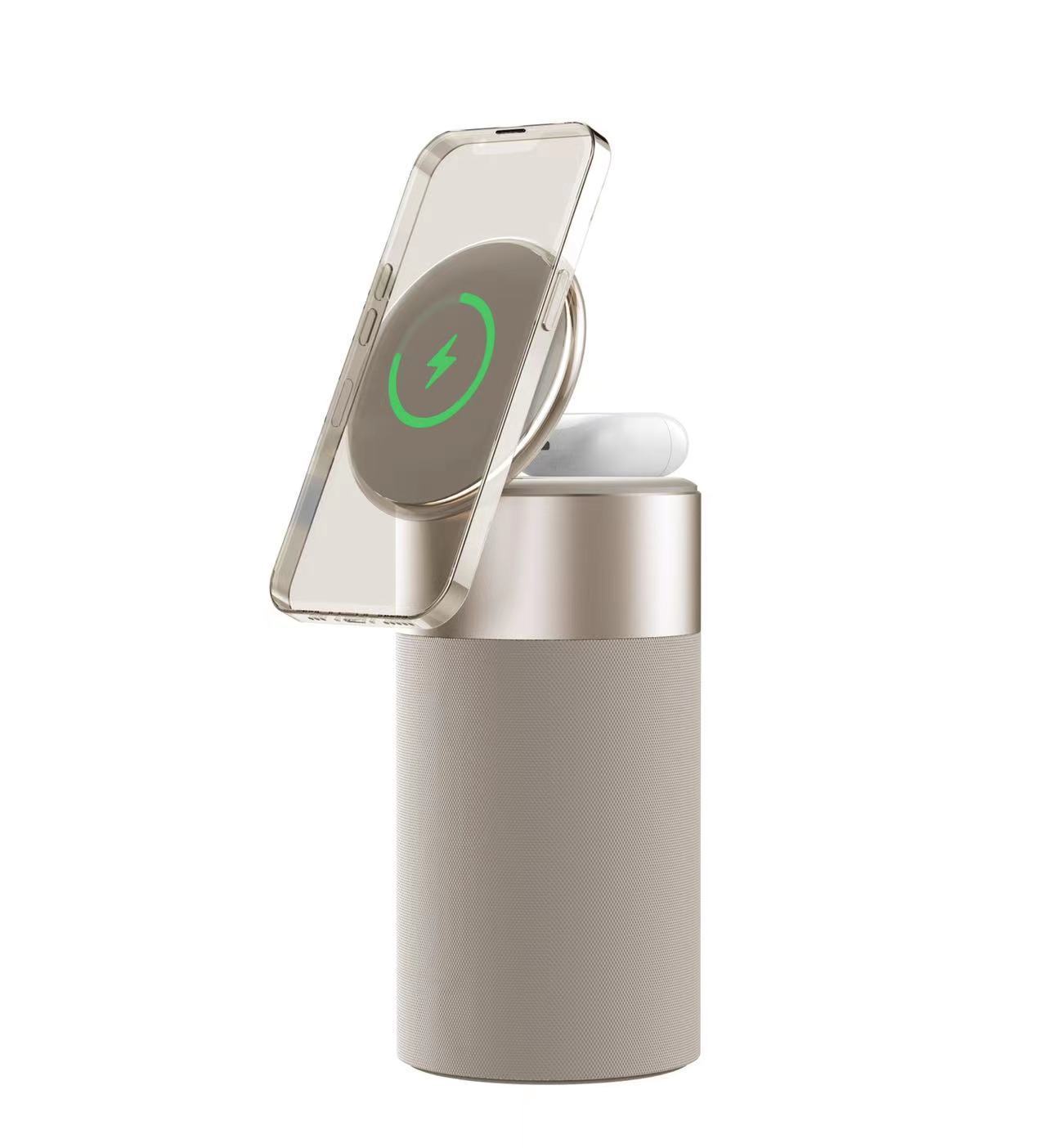 3 In 1 Multi-Function IPhone And AirPods Wireless Charger Portable Bluetooth Speaker With Touch Lamp For Home And Office - Image 4