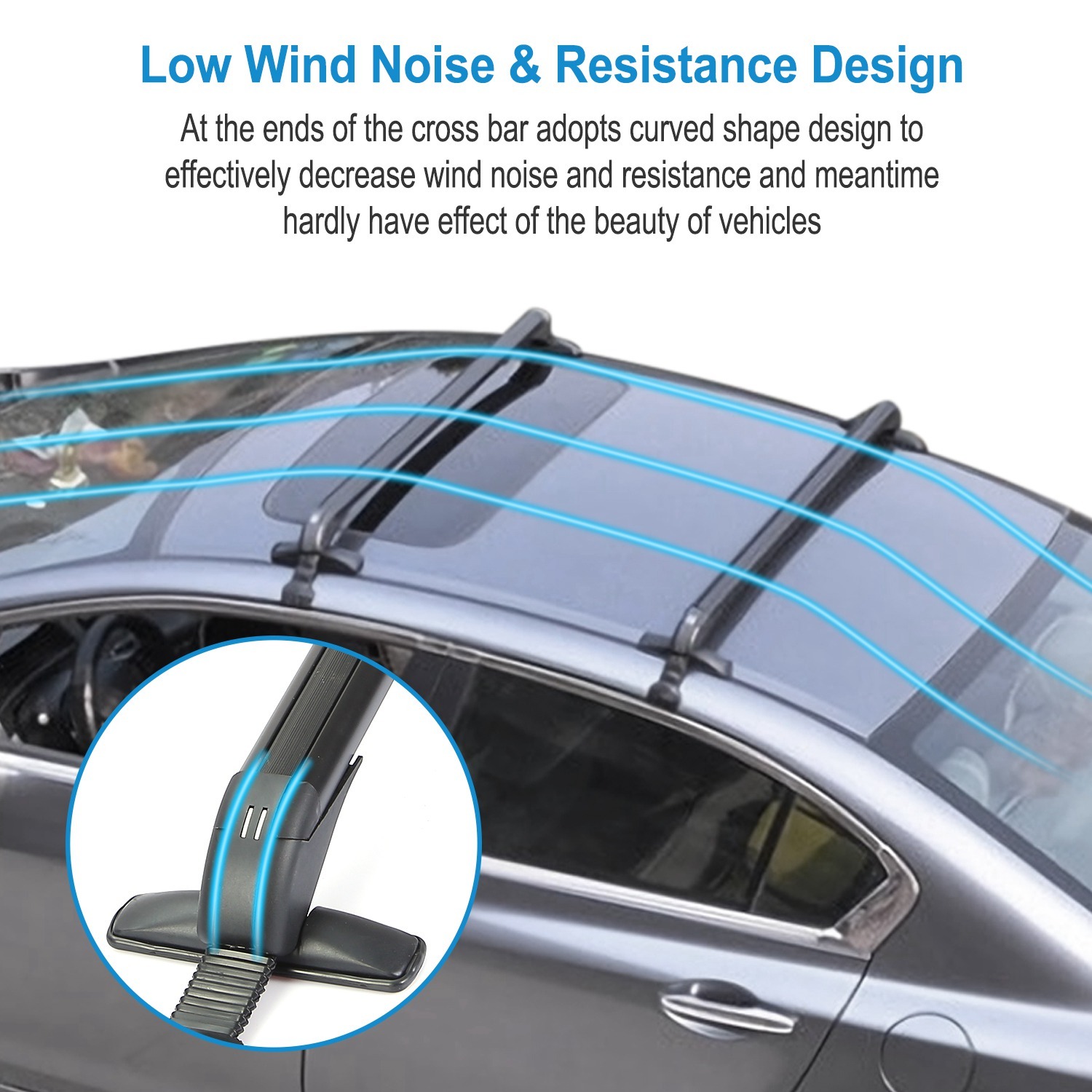 2PCS Universal 110cm 43-inch Car Roof Rack Cross Bar With Anti-Theft Lock Adjustable Window Frame For Bike Kayak Cargo Luggage - Imagen 8